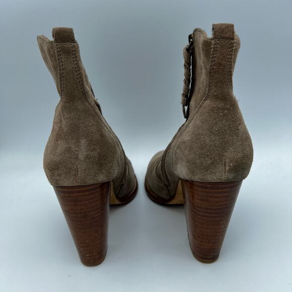 Joie Tan Suede Stacked Heel Ankle Boots Size 9.5 - Picture 4 of 9